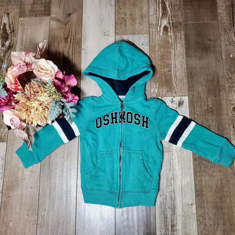 OshKosh B'gosh Green Full Zip Hoodie, Size 2T